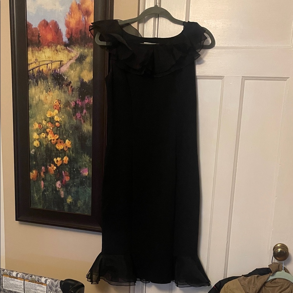 Nue by Shani Black Strapless Dress with Ruffle Detail